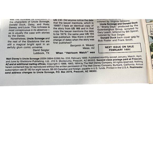 Gladstone Walt Disneys Uncle Scrooge #233 Feb 1989 Comic Vintage Donald Duck - Picture 2 of 7